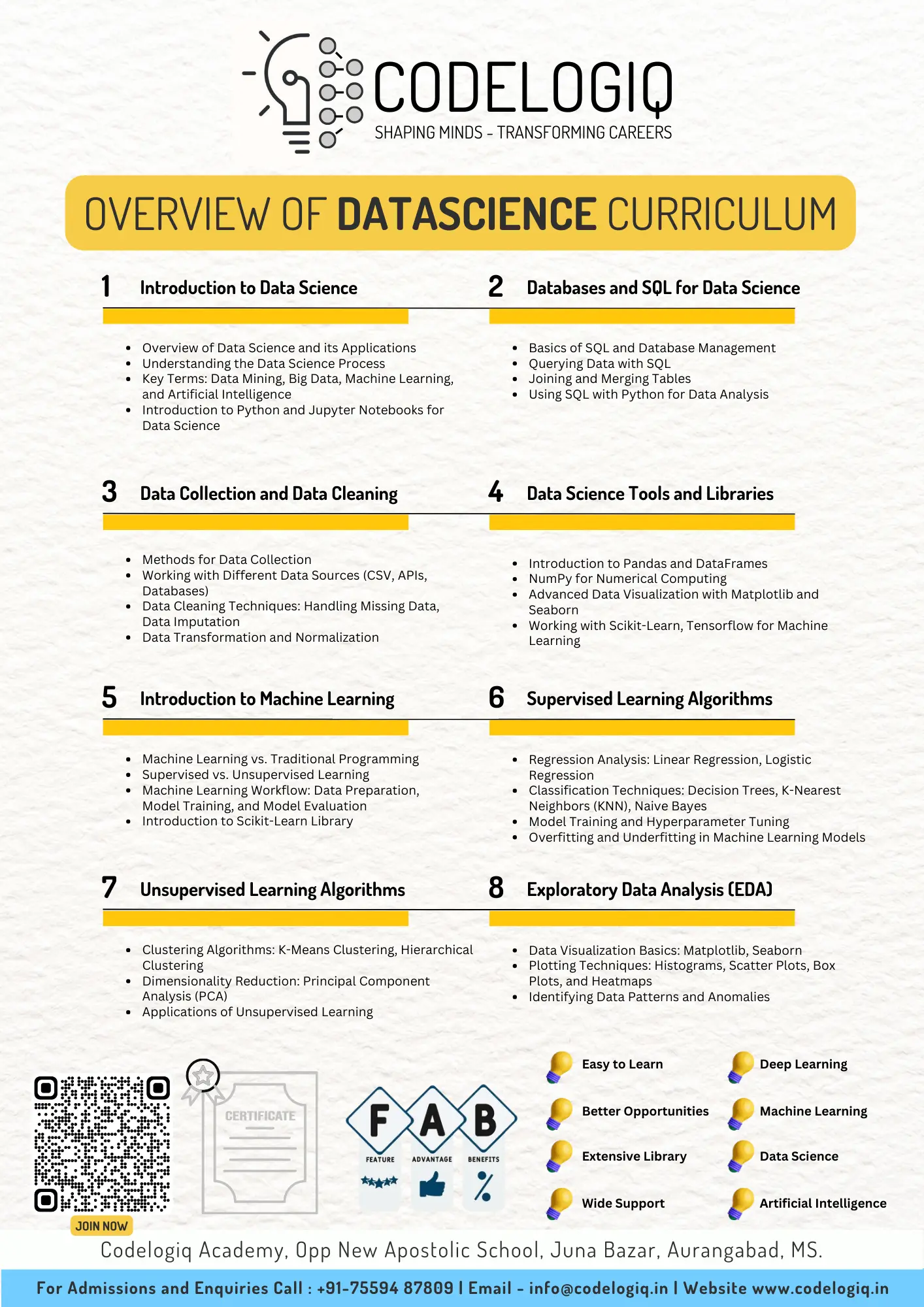 Codelogiq - Data Science Course - Artificial Intelligence - Deep Learning - Machine Learning - ANN - NLP - Statistics & Probability - Data Wrangling & Visualization